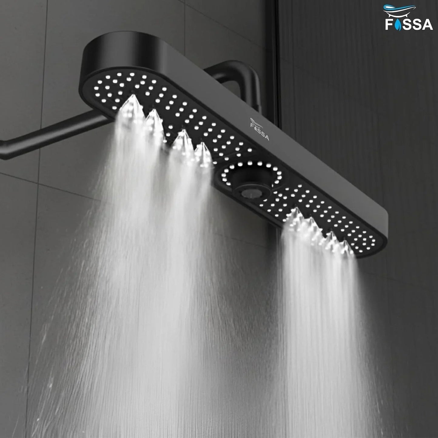 Helios 48cm ABS Black Finish Overhead Shower Without Arm