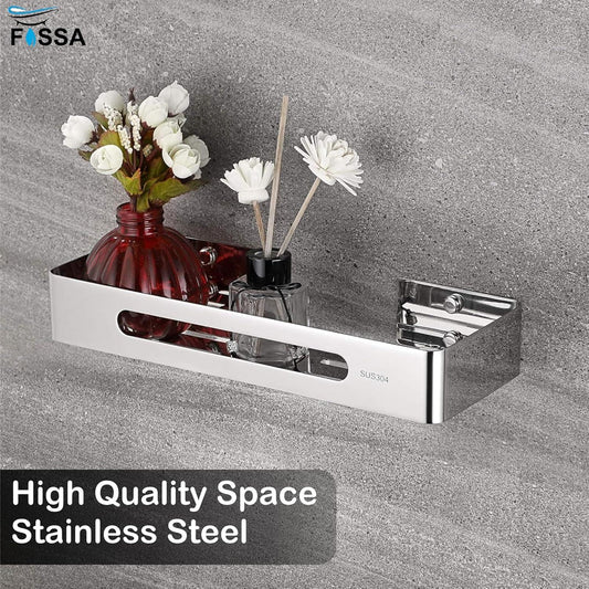 Square Stainless Steel Wall Storage Shelf (Silver)