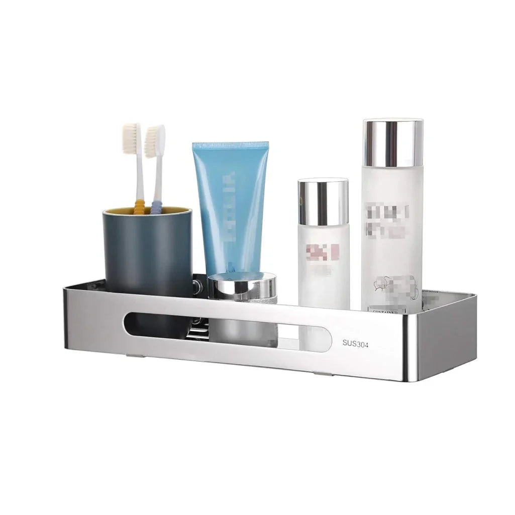 Square Stainless Steel Wall Storage Shelf (Silver)